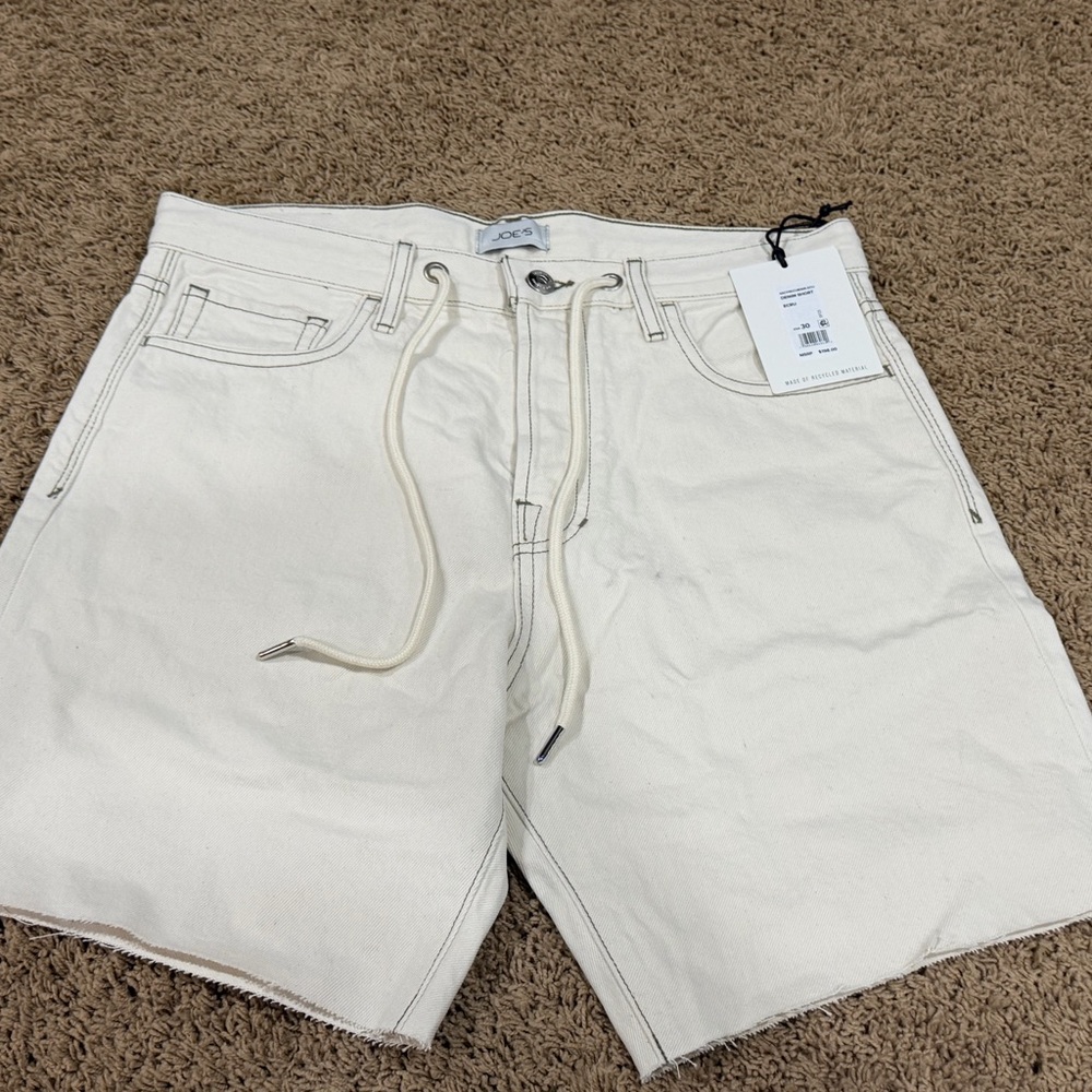 Joes Men’s Raw Hem Drawstring Waist Denim Shorts, Ecru, Size 30, NWT MSRP $198 - Picture 4 of 9